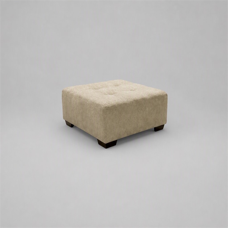 Pemberly Row Ottoman in Neutral Cream Fabric Upholstery