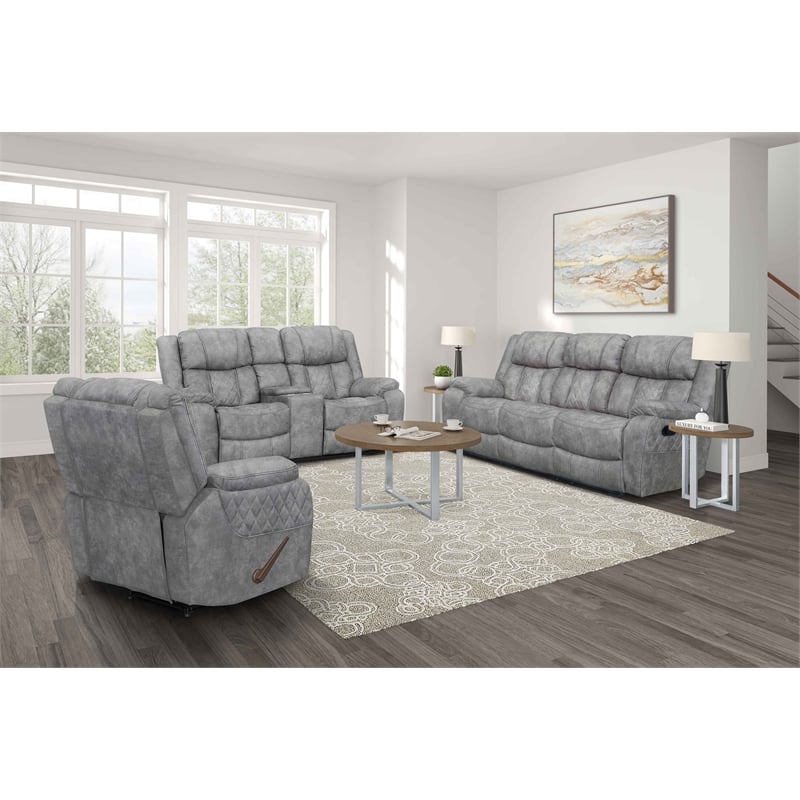 Pemberly Row Manual Recliner in Neutral Pewter Gray