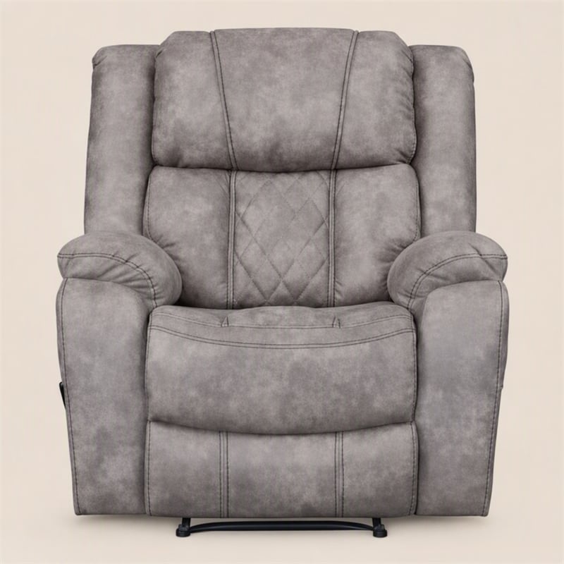 Pemberly Row Manual Recliner in Neutral Pewter Gray
