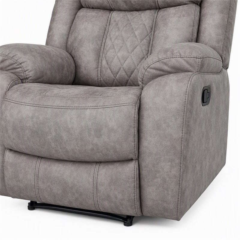 Pemberly Row Manual Recliner in Neutral Pewter Gray