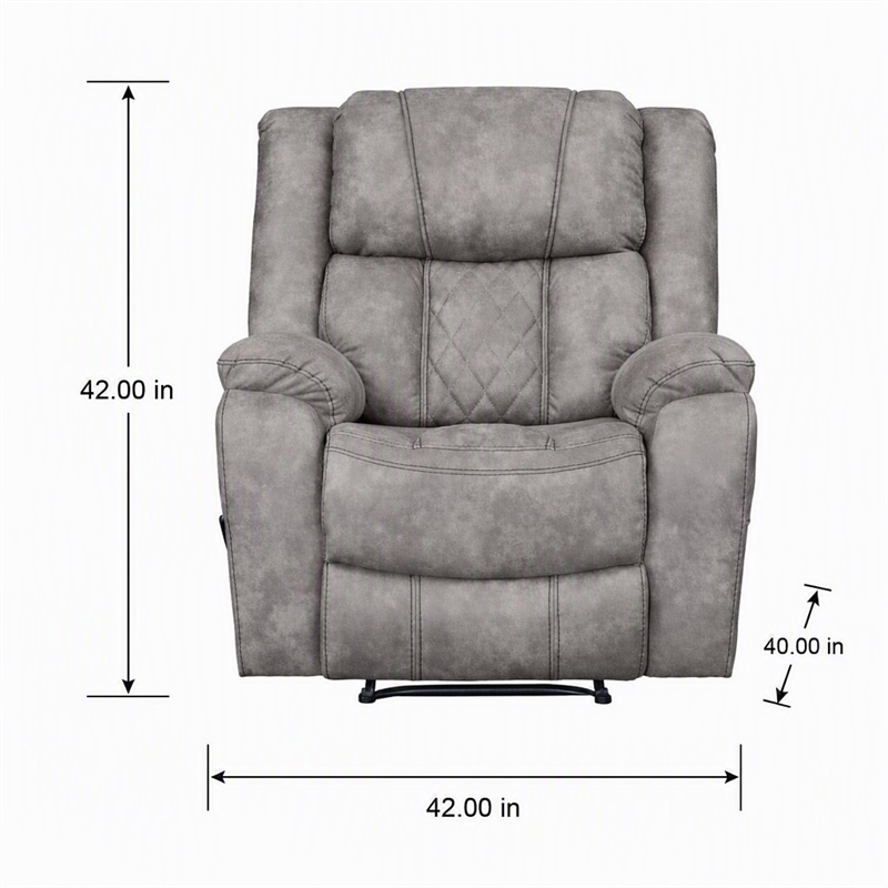 Pemberly Row Manual Recliner in Neutral Pewter Gray