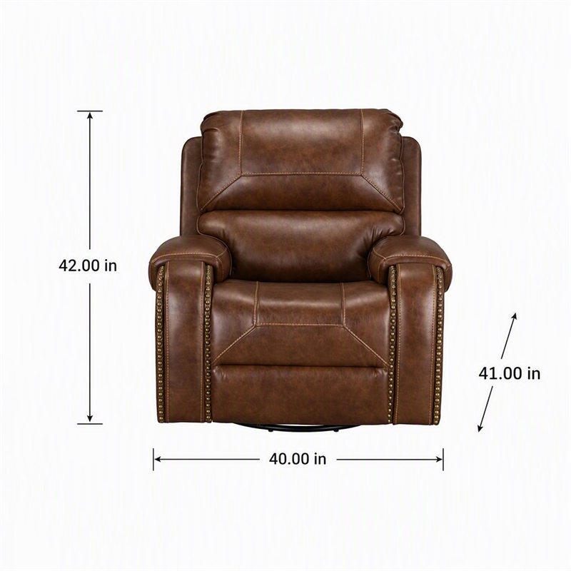 Pemberly Row Manual Winslow Recliner in Faux Brown Leather