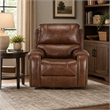 Pemberly Row Manual Winslow Recliner in Faux Brown Leather