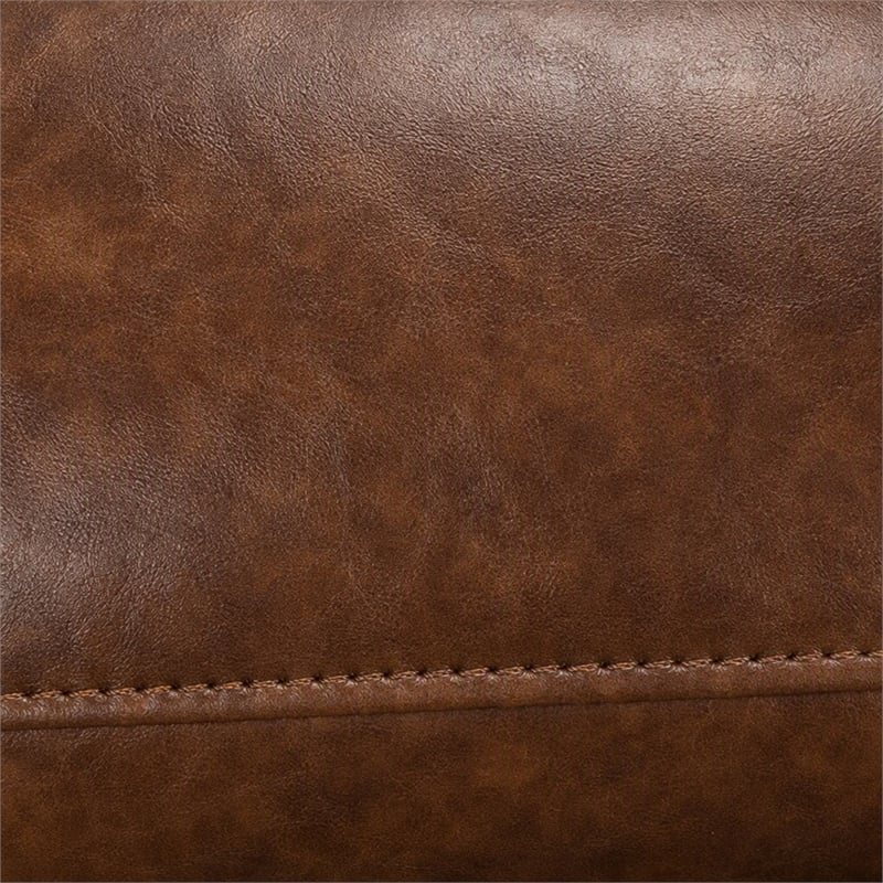 Pemberly Row Manual Winslow Recliner in Faux Brown Leather