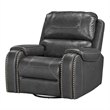Pemberly Row Manual Winslow Recliner in Faux Gray Leather