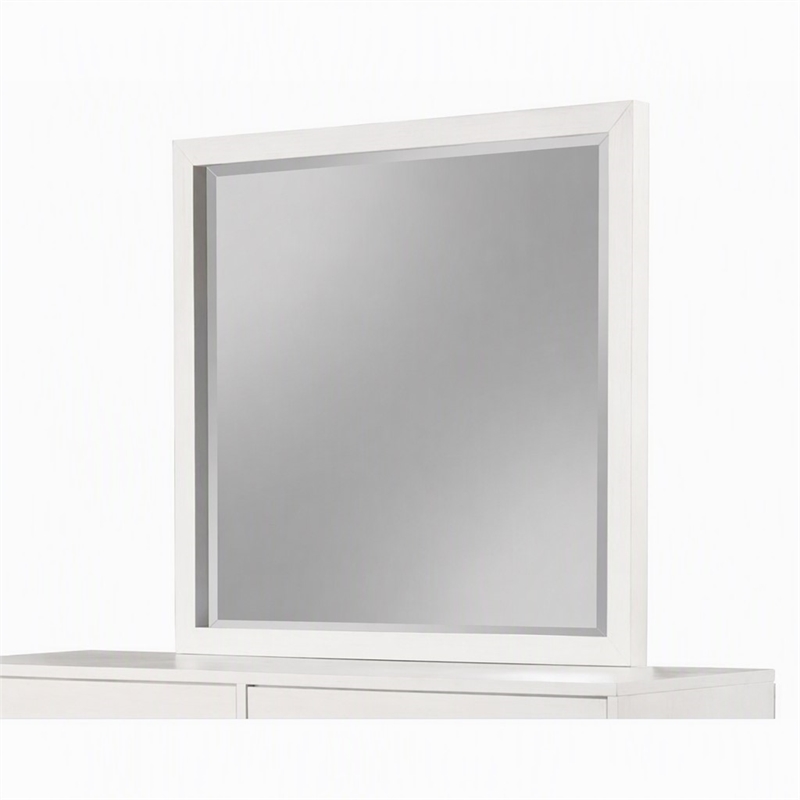 Pemberly Row Mahogany Wood Dresser Mirror in White with Beveled Glass