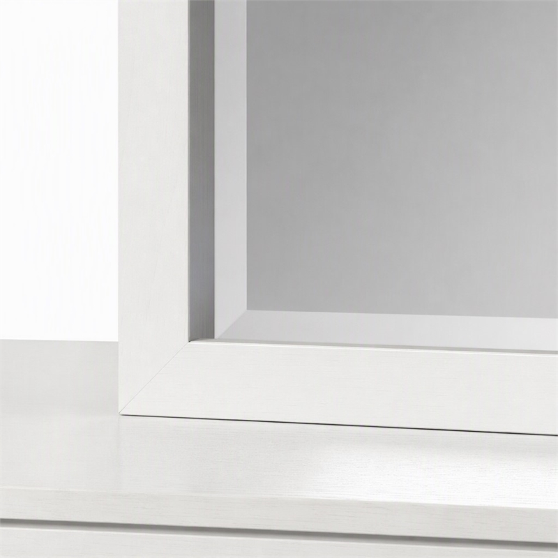 Pemberly Row Mahogany Wood Dresser Mirror in White with Beveled Glass