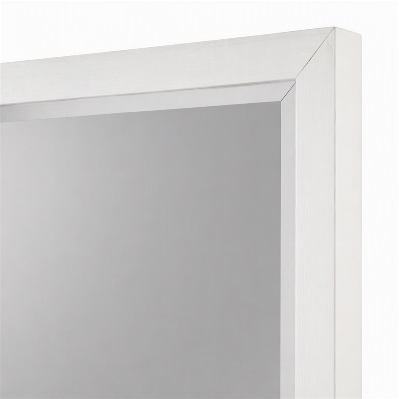 Pemberly Row Mahogany Wood Dresser Mirror in White with Beveled Glass