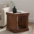 Pemberly Row Sequoia Walnut Veneer Square End Table with Lower Shelf