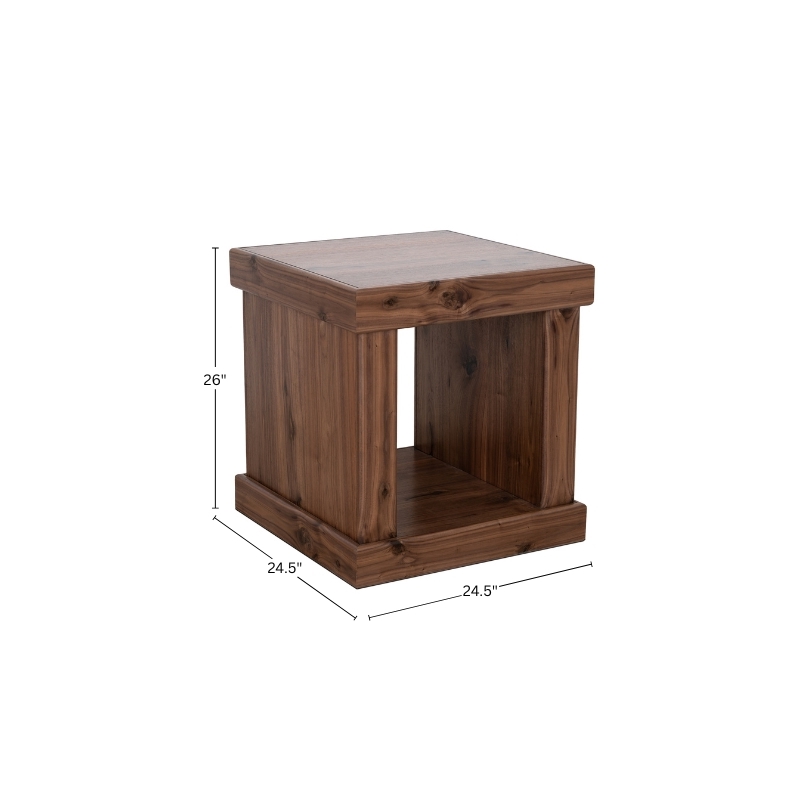 Pemberly Row Sequoia Walnut Veneer Square End Table with Lower Shelf