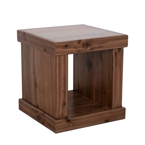 Pemberly Row Sequoia Walnut Veneer Square End Table with Lower Shelf