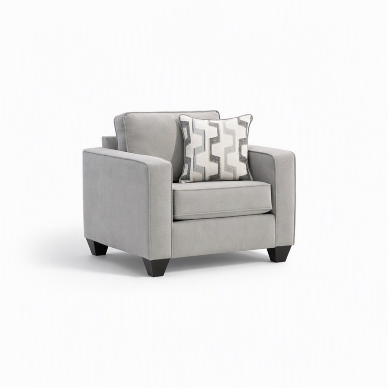 Pemberly Row Chair with Sturdy Frame and Neutral Fabric in Gray
