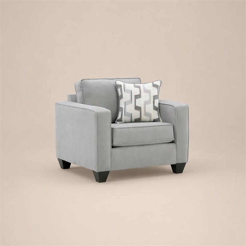 Pemberly Row Chair with Sturdy Frame and Neutral Fabric in Gray