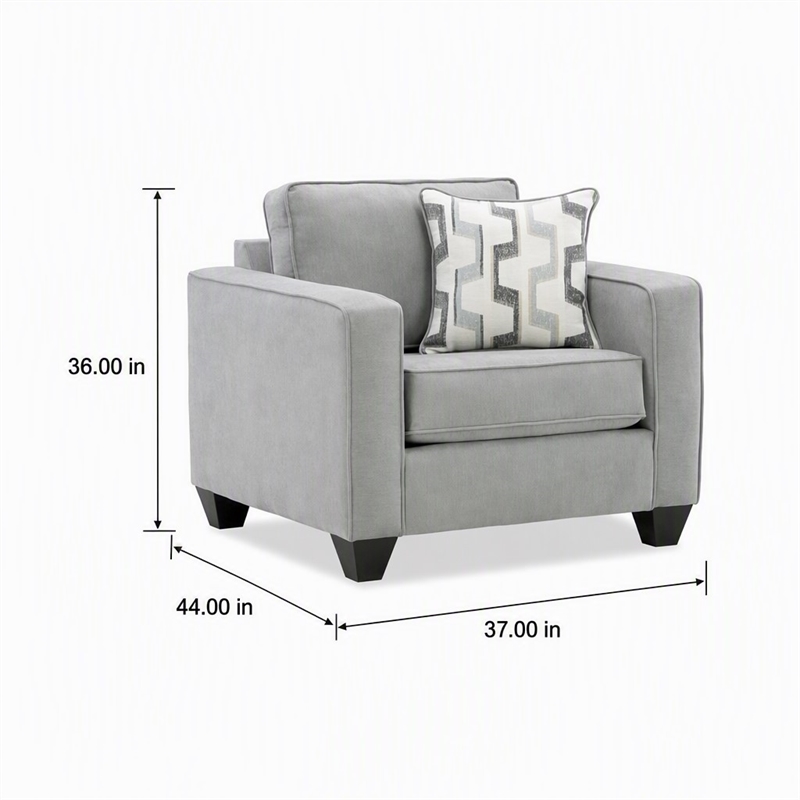Pemberly Row Chair with Sturdy Frame and Neutral Fabric in Gray