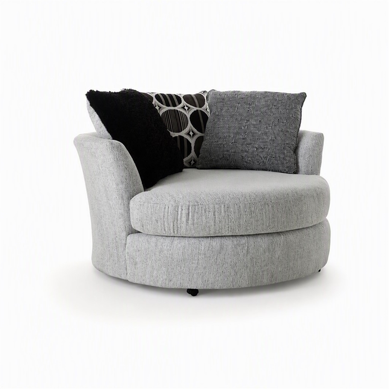 Pemberly Row Swivel Accent Chair in Shay Artic Gray with Neutral Fabric
