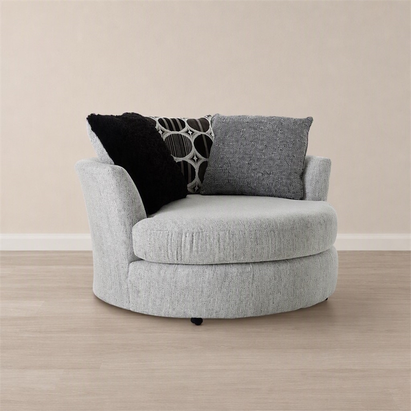 Pemberly Row Swivel Accent Chair in Shay Artic Gray with Neutral Fabric