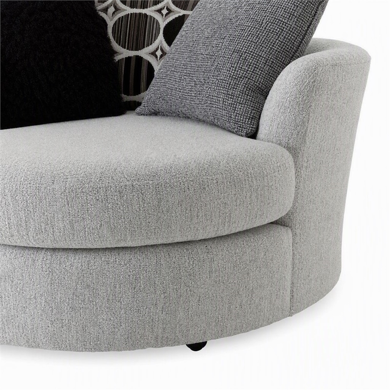 Pemberly Row Swivel Accent Chair in Shay Artic Gray with Neutral Fabric