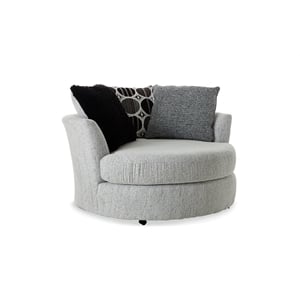 Pemberly Row Swivel Accent Chair in Shay Artic Gray with Neutral Fabric