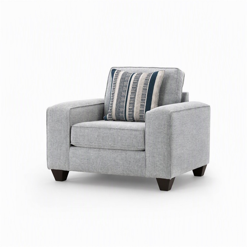 Pemberly Row Upholstered Chair with Neutral Fabric in Indigo Blue