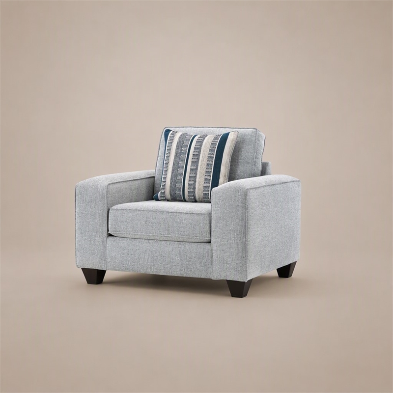 Pemberly Row Upholstered Chair with Neutral Fabric in Indigo Blue