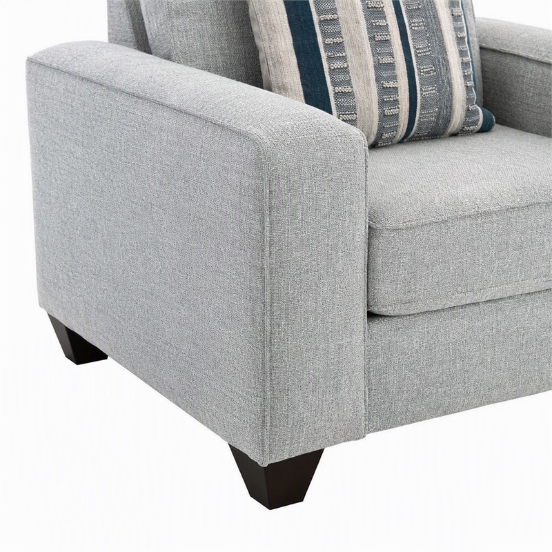 Pemberly Row Upholstered Chair with Neutral Fabric in Indigo Blue