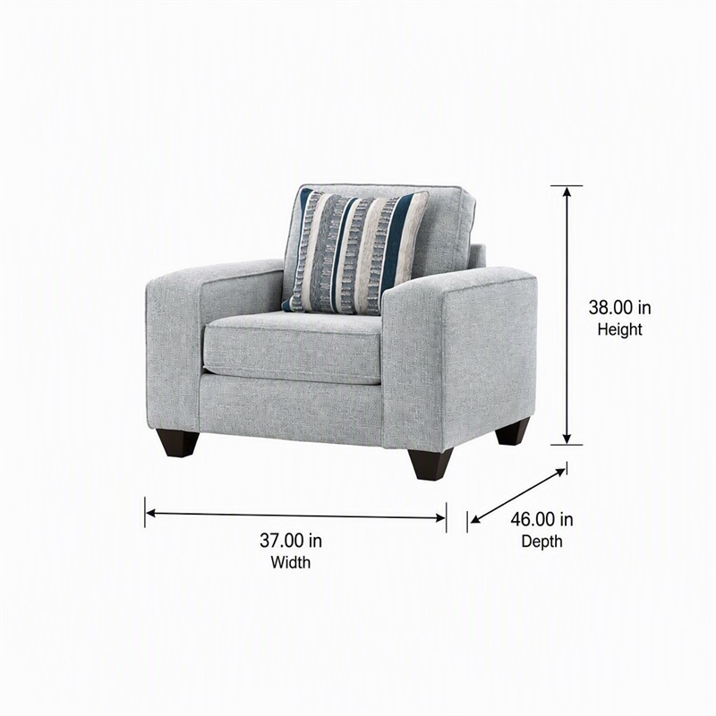 Pemberly Row Upholstered Chair with Neutral Fabric in Indigo Blue