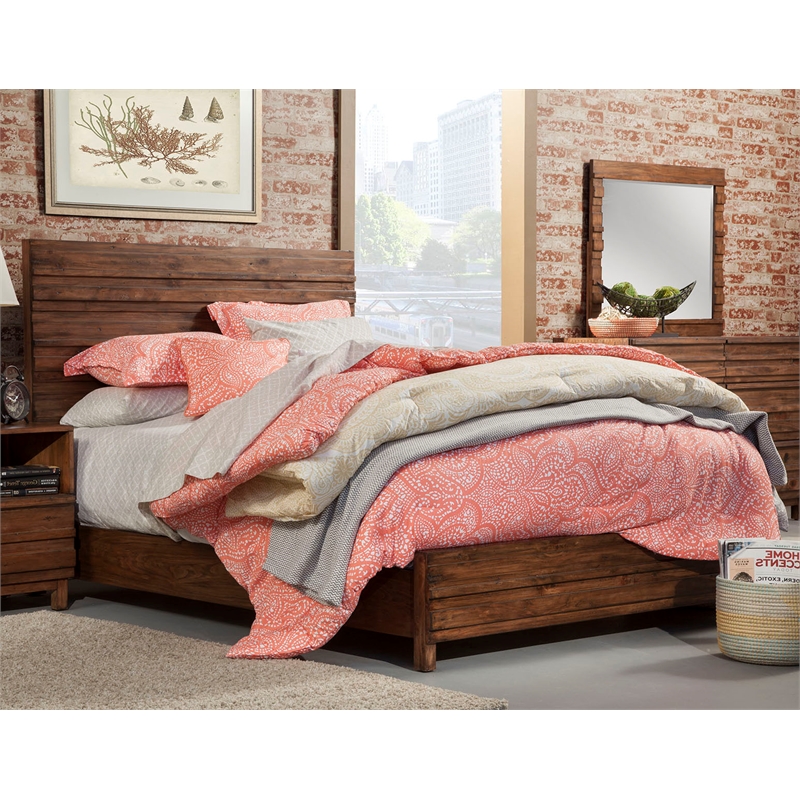 Pemberly Row Full Wood Bed in Chestnut Brown