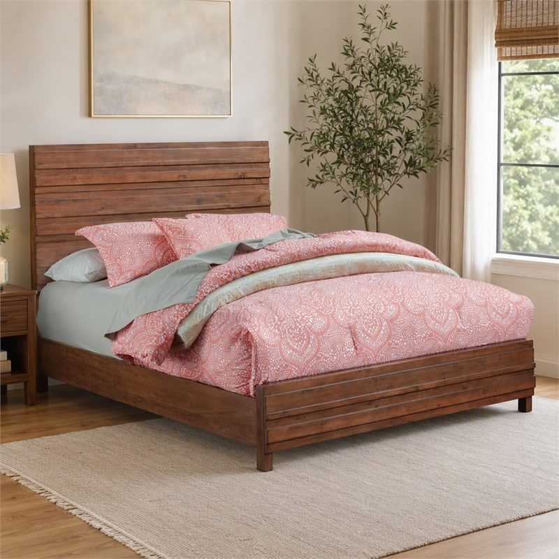 Pemberly Row Full Wood Bed in Chestnut Brown