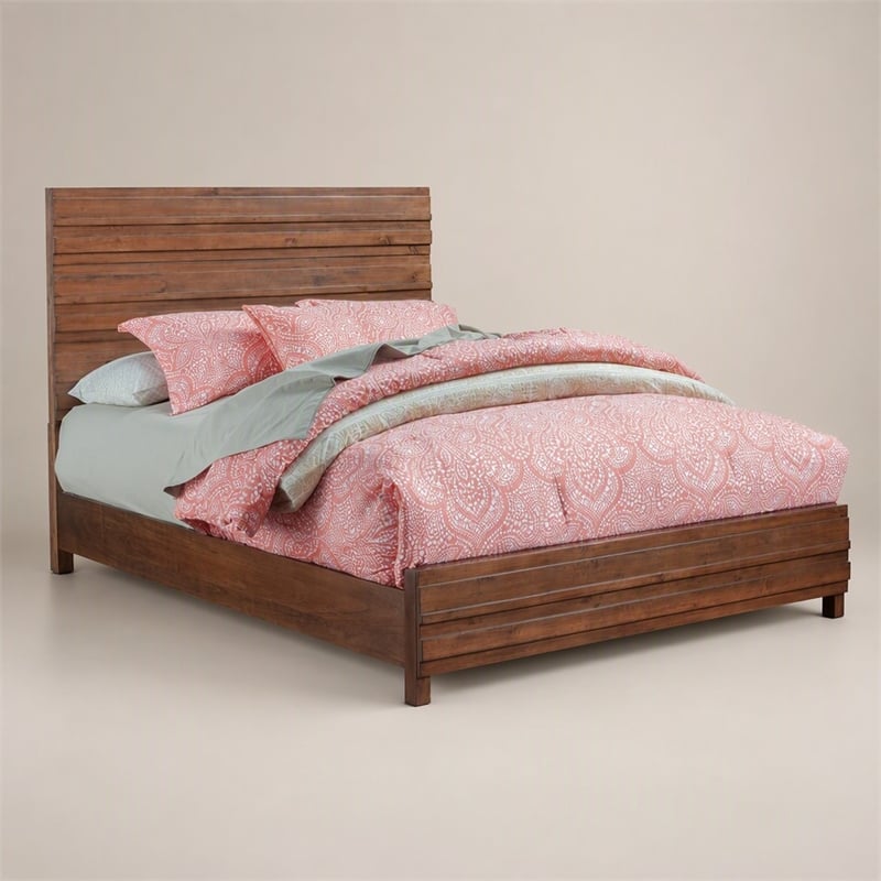 Pemberly Row Full Wood Bed in Chestnut Brown