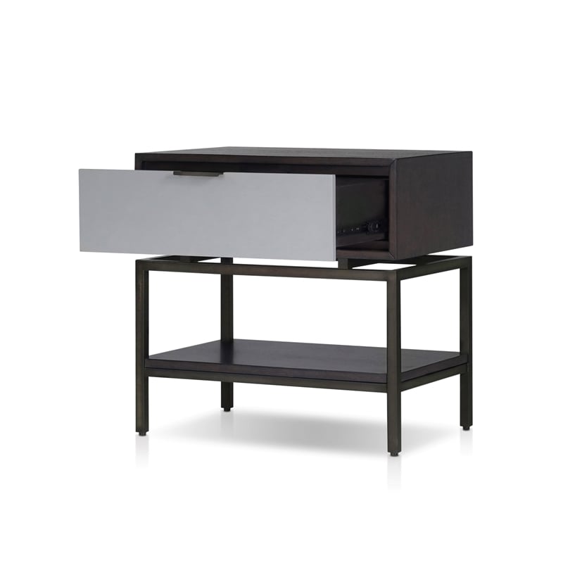 Pemberly Row Espresso Wood Single-Drawer Nightstand with Shelf
