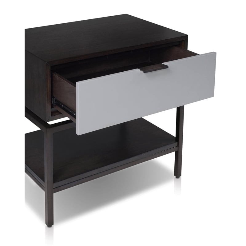 Pemberly Row Espresso Wood Single-Drawer Nightstand with Shelf