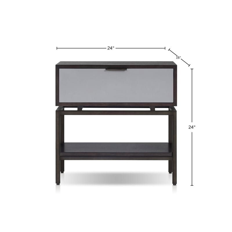 Pemberly Row Espresso Wood Single-Drawer Nightstand with Shelf