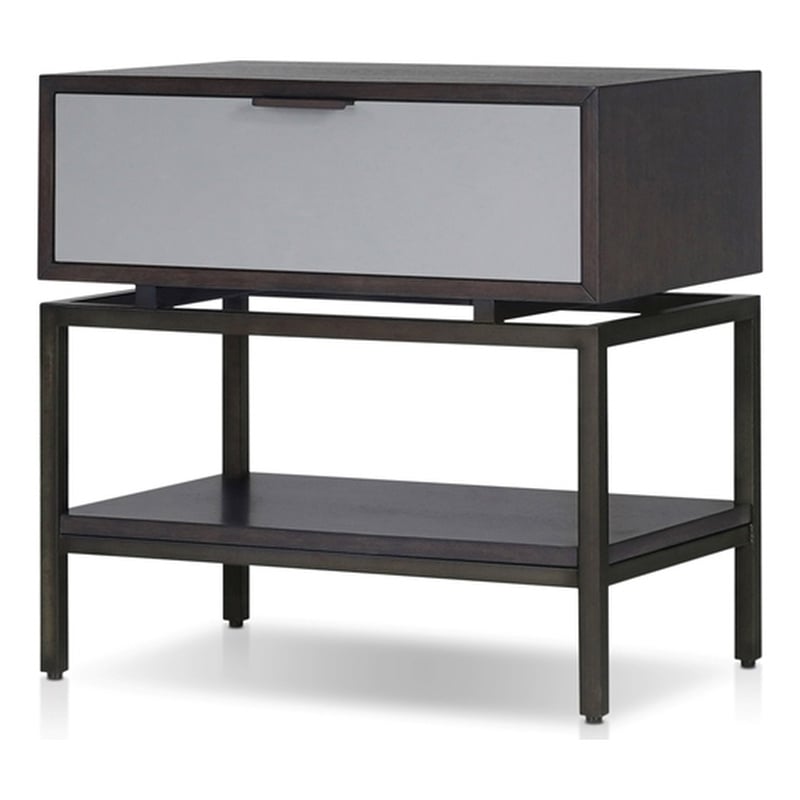Pemberly Row Espresso Wood Single-Drawer Nightstand with Shelf