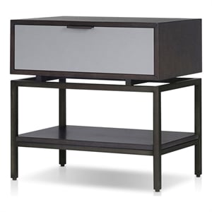 Pemberly Row Espresso Wood Single-Drawer Nightstand with Shelf