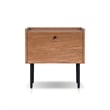 Pemberly Row Chestnut Wood Nightstand with Metal Legs and Drawer