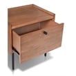 Pemberly Row Chestnut Wood Nightstand with Metal Legs and Drawer