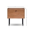 Pemberly Row Chestnut Wood Nightstand with Metal Legs and Drawer