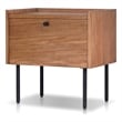 Pemberly Row Chestnut Wood Nightstand with Metal Legs and Drawer