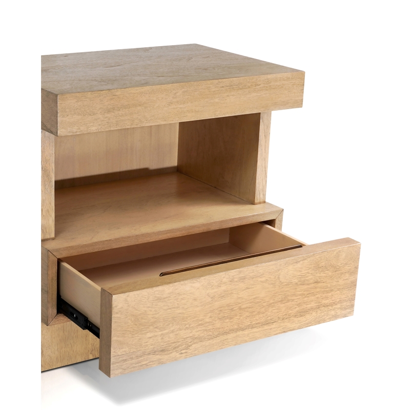 Pemberly Row Nightstand with Fixed Shelf in Oak Finish