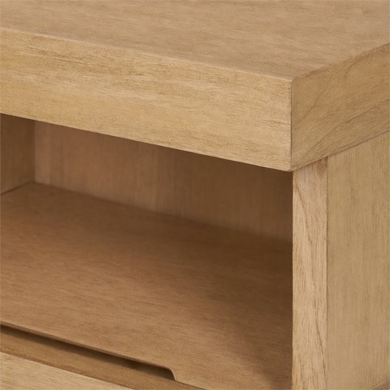 Pemberly Row Nightstand with Fixed Shelf in Oak Finish