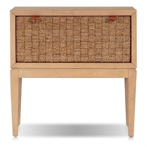 Pemberly Row Nightstand with Seagrass Drawer Face in Natural Brown