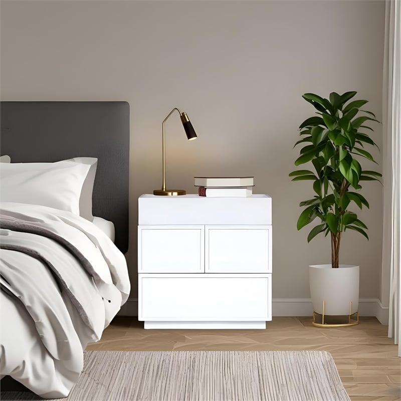Pemberly Row Nightstand in Wood with 2 Drawers in White Finish