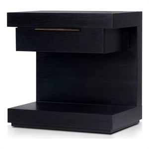 Pemberly Row Nightstand with Fixed Shelf in Black Finish