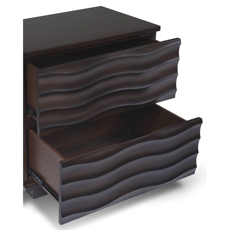 Pemberly Row Nightstand with 2 Drawers in Antique Brown Wood Finish