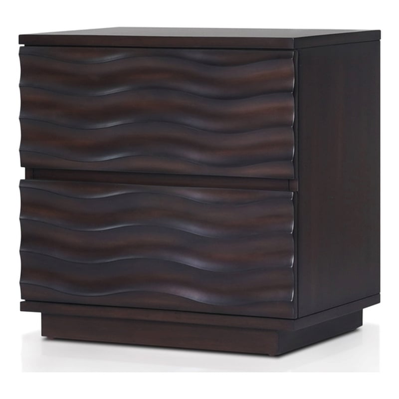 Pemberly Row Nightstand with 2 Drawers in Antique Brown Wood Finish