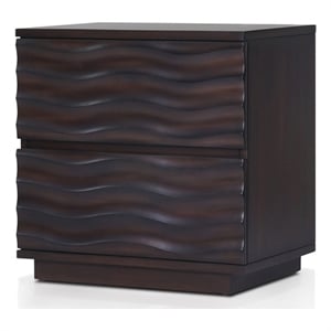 Pemberly Row Nightstand with 2 Drawers in Antique Brown Wood Finish