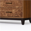 Pemberly Row 6 Drawer Wood Dresser with Burl Veneer in Walnut Brown Finish