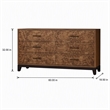 Pemberly Row 6 Drawer Wood Dresser with Burl Veneer in Walnut Brown Finish