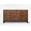 Pemberly Row 6 Drawer Wood Dresser with Burl Veneer in Walnut Brown Finish