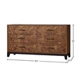 Pemberly Row 6 Drawer Wood Dresser with Burl Veneer in Walnut Brown Finish